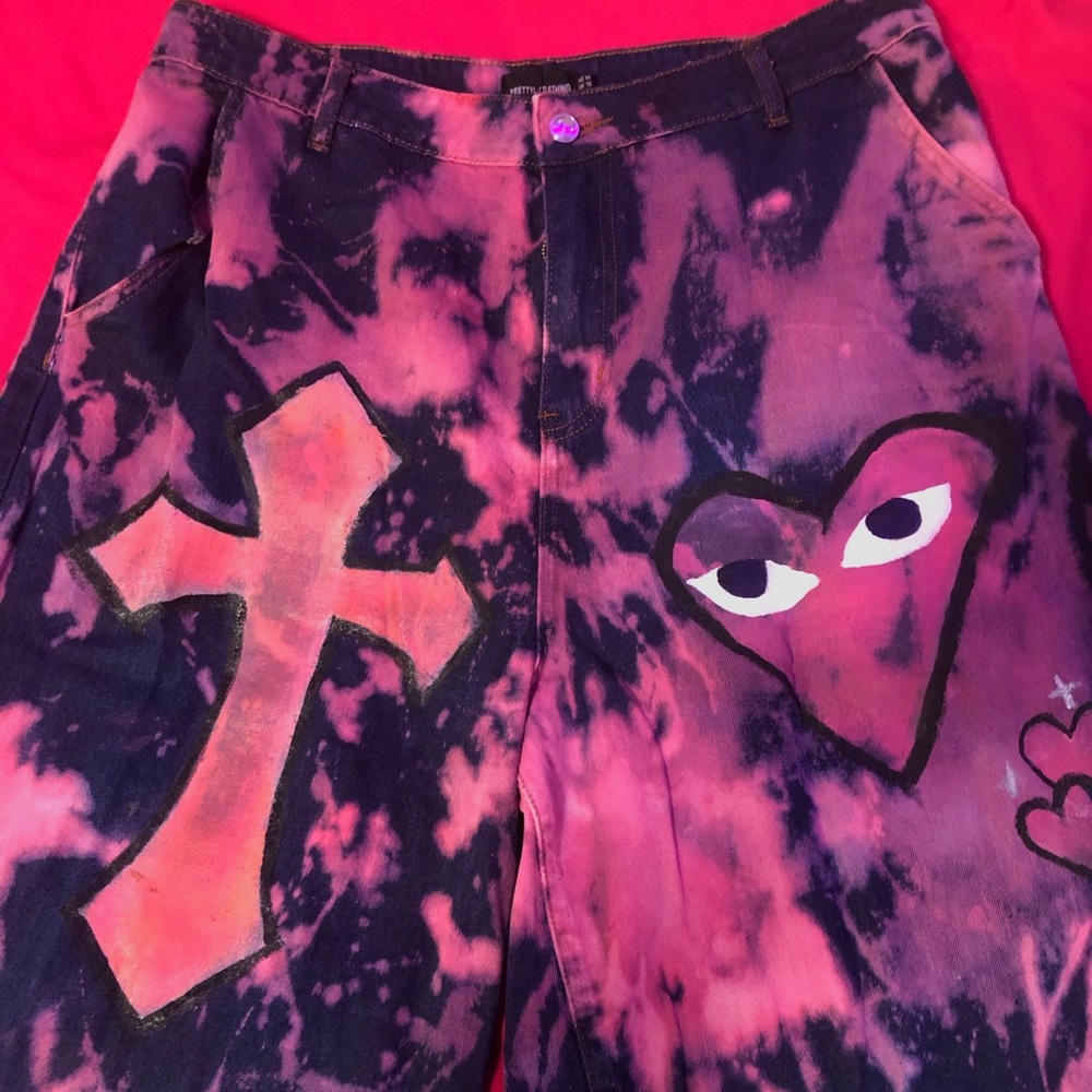 These Pants are chrome heart and chuck inspired customized Jeans <3